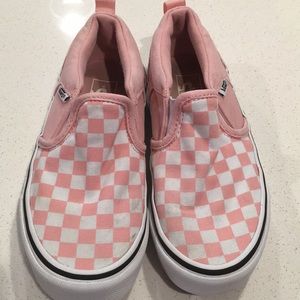 Vans girls size 1 pink and white checkered shoes